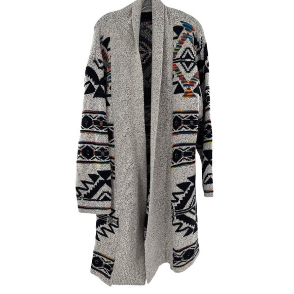 Anthropologie Northern Angel Aztec Long Cardigan sweater Jacket Open Boho XL - Picture 1 of 4